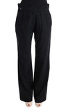 Pantaloni formali Ermanno Scervino cotone nero con gamba dritta-IT44-L