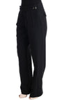 Pantaloni formali Ermanno Scervino cotone nero con gamba dritta-IT44-L