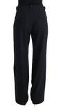 Pantaloni formali Ermanno Scervino cotone nero con gamba dritta-IT44-L