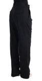 Pantaloni formali Ermanno Scervino cotone nero con gamba dritta-IT44-L