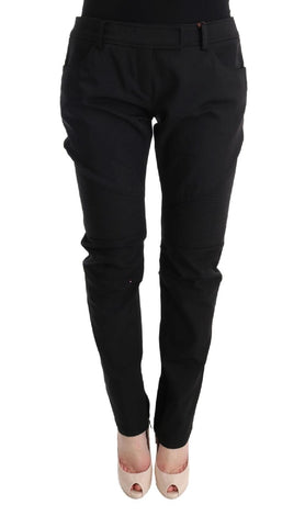 Pantaloni casual Ermanno Scervino in cotone nero slim fit - IT48-XXL