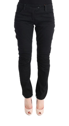 Pantaloni casual Ermanno Scervino in cotone nero slim fit - IT38-XS