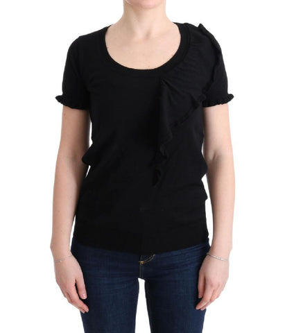 T-shirt con top in lana di lana nera 100% lana MARGHI LO' - IT42-M