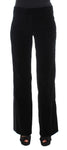 Pantalone bootcut in viscosa di velluto a righe nere Ermanno Scervino-IT40-S