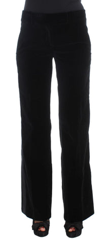 Pantalone bootcut in viscosa di velluto a righe nere Ermanno Scervino-IT40-S