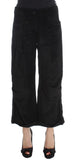 Pantaloni Ermanno Scervino cotone e velluto nero con taglio a coste-IT40-S