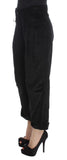 Pantaloni Ermanno Scervino cotone e velluto nero con taglio a coste-IT40-S