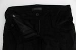 Pantaloni Ermanno Scervino cotone e velluto nero con taglio a coste-IT40-S