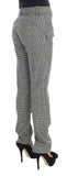 Pantaloni casual Ermanno Scervino cotone a scacchi bianchi neri-IT42-M