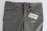 Pantaloni casual Ermanno Scervino cotone a scacchi bianchi neri-IT42-M