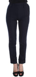 Pantaloni casual slim fit in lana vergine blu Ermanno Scervino-IT38-XS