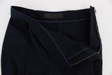 Pantaloni casual slim fit in lana vergine blu Ermanno Scervino-IT38-XS