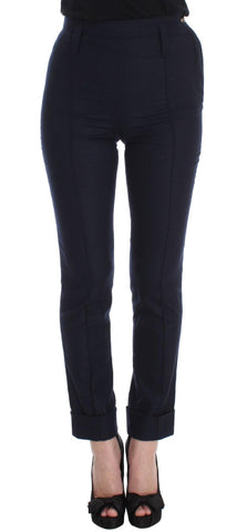 Pantaloni casual slim fit in lana vergine blu Ermanno Scervino-IT40-S