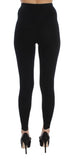 Pantaloni con calzamaglia stretch in lana nera Dolce & Gabbana-IT46-XL