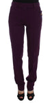 Pantaloni eleganti slim fit Cavalli Purple Viscose - Taglia IT46-XL