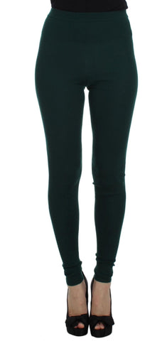 Pantaloni con calzamaglia stretch in cashmere verde Dolce&Gabbana-IT38-XS