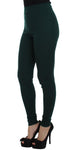 Pantaloni con calzamaglia stretch in cashmere verde Dolce&Gabbana-IT38-XS