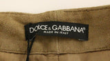 Pantaloni slim fit Dolce & Gabbana in pelle di capra marrone - IT40-S