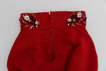 Pantaloncini con rose in cristallo di seta rosso Dolce&Gabbana-IT36-XS