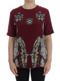 T-shirt in seta e seta stampa cavaliere rosso Dolce & Gabbana - IT40-S