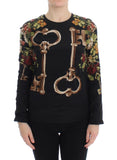 Top in seta stampa floreale con stampa nera chiave Dolce&Gabbana-IT36-XS