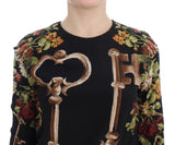 Top in seta stampa floreale con stampa nera chiave Dolce&Gabbana-IT36-XS