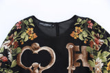 Top in seta stampa floreale con stampa nera chiave Dolce&Gabbana-IT36-XS