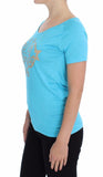 T-shirt con borchie girocollo blu Versace Jeans - Taglia IT38-XS