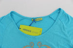 T-shirt con borchie girocollo blu Versace Jeans - Taglia IT38-XS