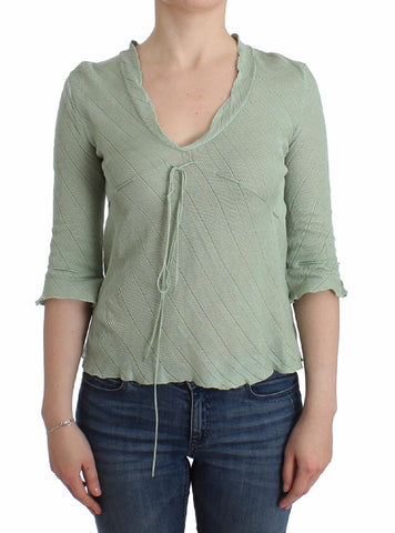 Top Camicetta in maglia leggera verde scuro Ermanno Scervino-IT44-M