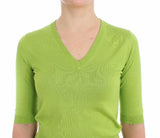 Pullover scollo a V in lana verde Dolce & Gabbana - IT38-S