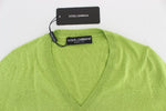 Pullover scollo a V in lana verde Dolce & Gabbana - IT38-S