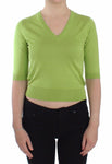 Pullover scollo a V in lana verde Dolce & Gabbana - IT36-XS