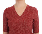 Pullover Dolce & Gabbana in lana rossa a maniche corte in tweed - IT44