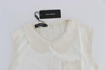 Dolce & Gabbana Canotta colletto di cotone bianco - Taglia IT40-S