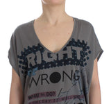 T-shirt lunga Costume National grigia con scollo a V - Taglia M