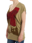 T-shirt con stampa costume nazionale verde a maniche corte - Taglia XS