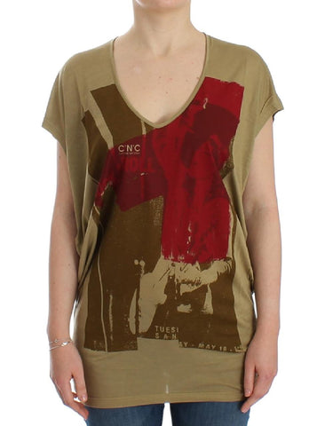 T-shirt con stampa costume nazionale verde a maniche corte - Taglia S