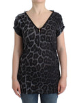 Top con scollo a V leopardo grigio Cavalli - Taglia IT48-XXL