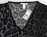 Top con scollo a V leopardo grigio Cavalli - Taglia IT48-XXL