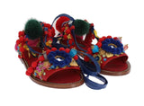 Sandali in pelle Dolce & Gabbana Pom Pom in cristallo - EU36-US5,5