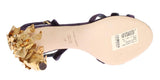 Scarpe sandalo Dolce&Gabbana in velluto a foglia oro viola-EU41-US10,5