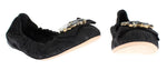 Scarpe balletto-cristallo di pizzo nero Taormina Dolce&Gabbana-EU35-US4,5