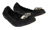 Scarpe balletto-cristallo di pizzo nero Taormina Dolce&Gabbana-EU35-US4,5