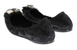 Scarpe balletto-cristallo di pizzo nero Taormina Dolce&Gabbana-EU35-US4,5