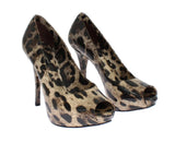 Scarpe con tacco open toe -pelle marrone Dolce&Gabbana-EU35-US4,5