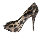 Scarpe con tacco open toe -pelle marrone Dolce&Gabbana-EU35-US4,5