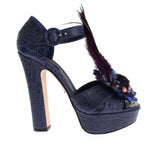 Scarpe in cristallo di coccodrillo blu Caiman Dolce&Gabbana-EU36-US5,5