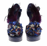 Scarpe in cristallo di coccodrillo blu Caiman Dolce&Gabbana-EU36-US5,5