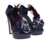 Scarpe in cristallo di coccodrillo blu Caiman Dolce&Gabbana-EU36-US5,5